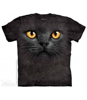 Big Face Black Cat - Pet T Shirt The Mountain