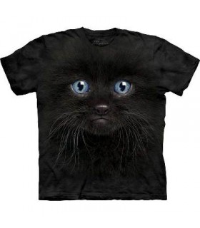 Black Kitten Face - Cats T Shirt by the Mountain