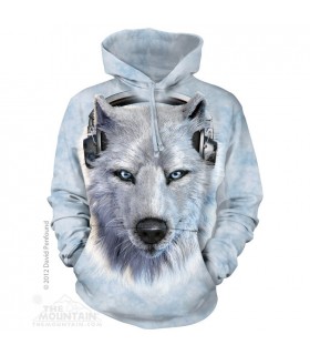 White Wolf DJ - Adult Wolf Hoodie The Mountain