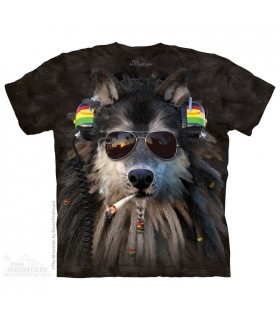 Smoking Rasta Wolf - Animal T Shirt The Mountain
