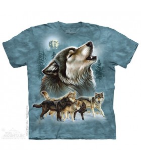 Old School Wolf Collage - Animal T Shirt The Mountain
