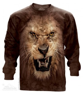 Big Face Roaring Lion - Long Sleeve T Shirt The Mountain