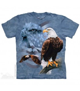 Faded Flag & Eagles - Patriotic T Shirt The Mountain