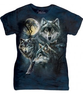 The Mountain Ladies Moon Wolves Collage T Shirt