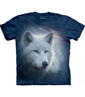 Patriotic White Wolf T Shirt
