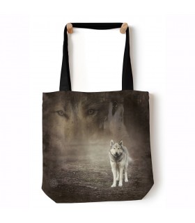 Grey Wolf Portrait Grey Animal Tote Bag 45x45cms The Mountain