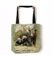 Black Bear Family Green Animal Tote Bag 45x45cms The Mountain