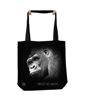 Gorilla Protect My Habitat Black Tote Bag 45x45cms The Mountain