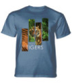 The Mountain Protect Tiger Split Portrait Blue T-Shirt
