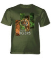 The Mountain Protect Tiger Split Portrait Green T-Shirt