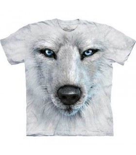 White Wolf Face - Wolf T Shirt by the Mountain