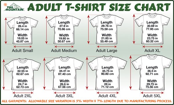 T-shirt Size Chart In Cm